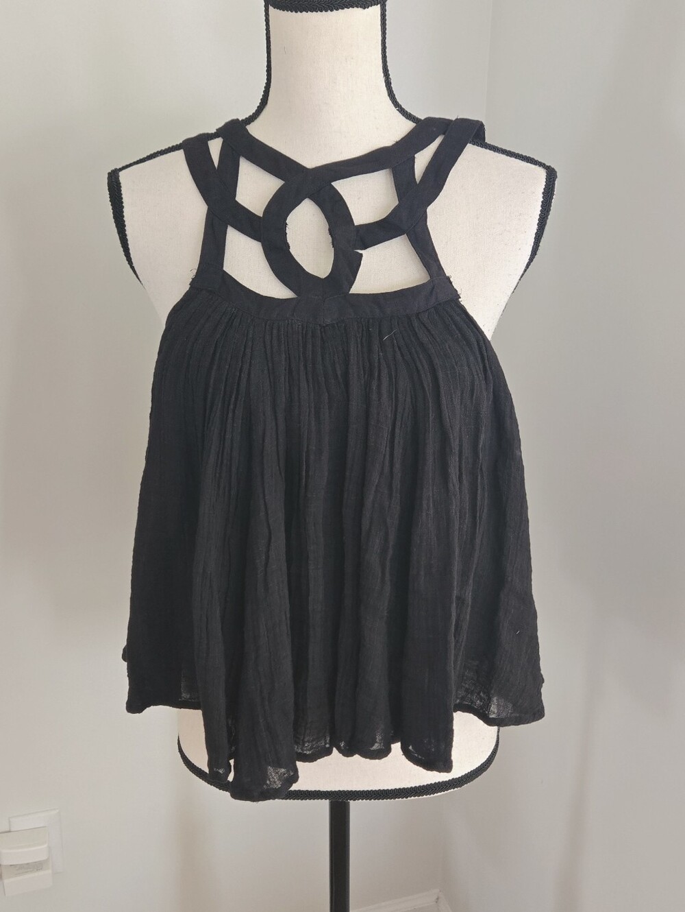 Free People New Black Swing Babydoll Tank Top Nwt S